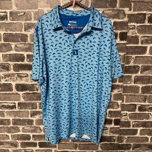 Bogey Bros mustache ride polo shirt blue short sleeve